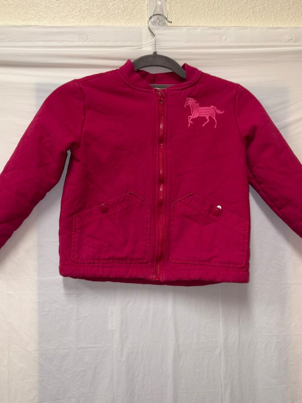 Shyanne Jacket Girls Large Horse Pink Embroidery Coat Full Zip Fleece lined Sz4